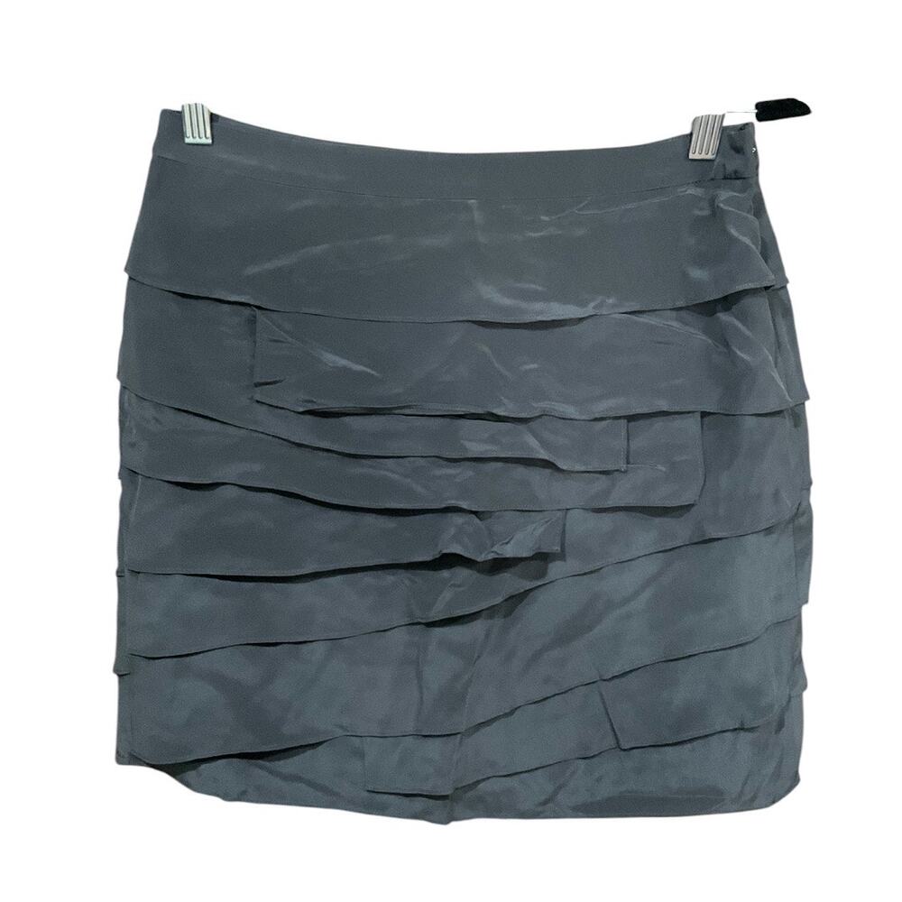 Ann Taylor Ruffle Black Skirt 4 100% Silk NWT